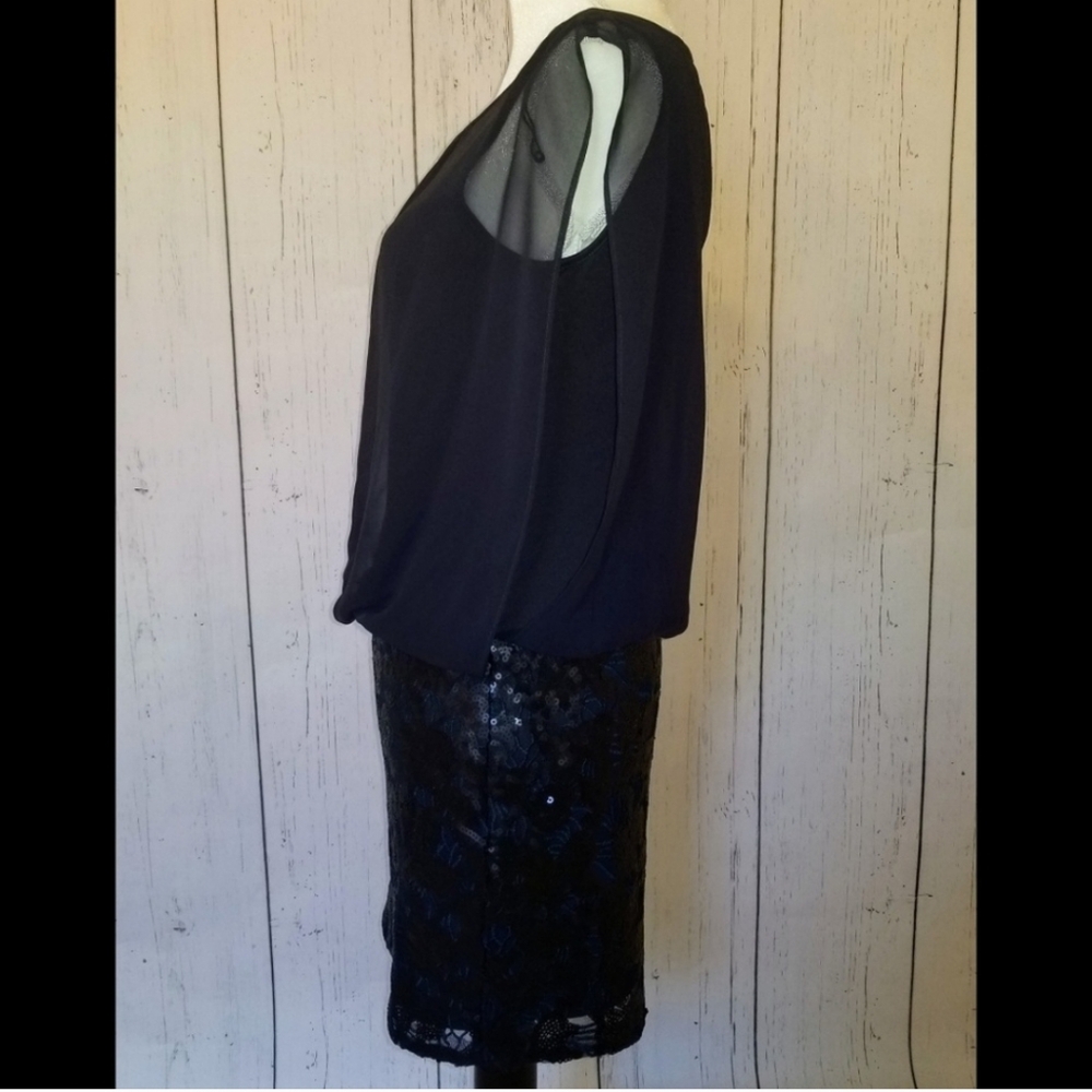 AIDEN BY AIDEN MADDOX Elegant Navy Blue Blousen Skirt Dress Size 2 - Picture 4 of 6